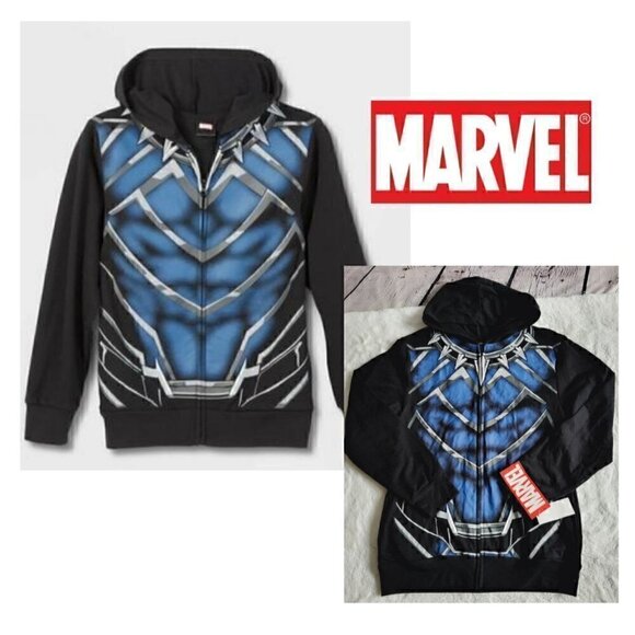 Boys' Marvel Black Panther Cosplay Hooded Sweatshirt, 3KIDM-J - Picture 1 of 4